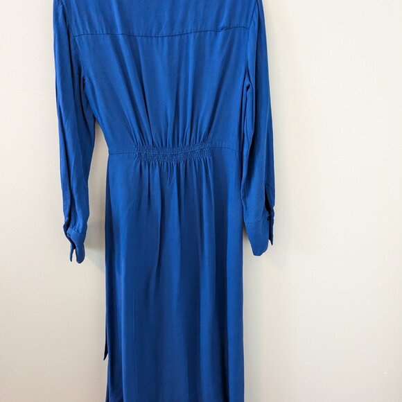 Mango Cobalt Blue Size 6 Midi Belted Shirt Dress Size 6 - Picture 4 of 4